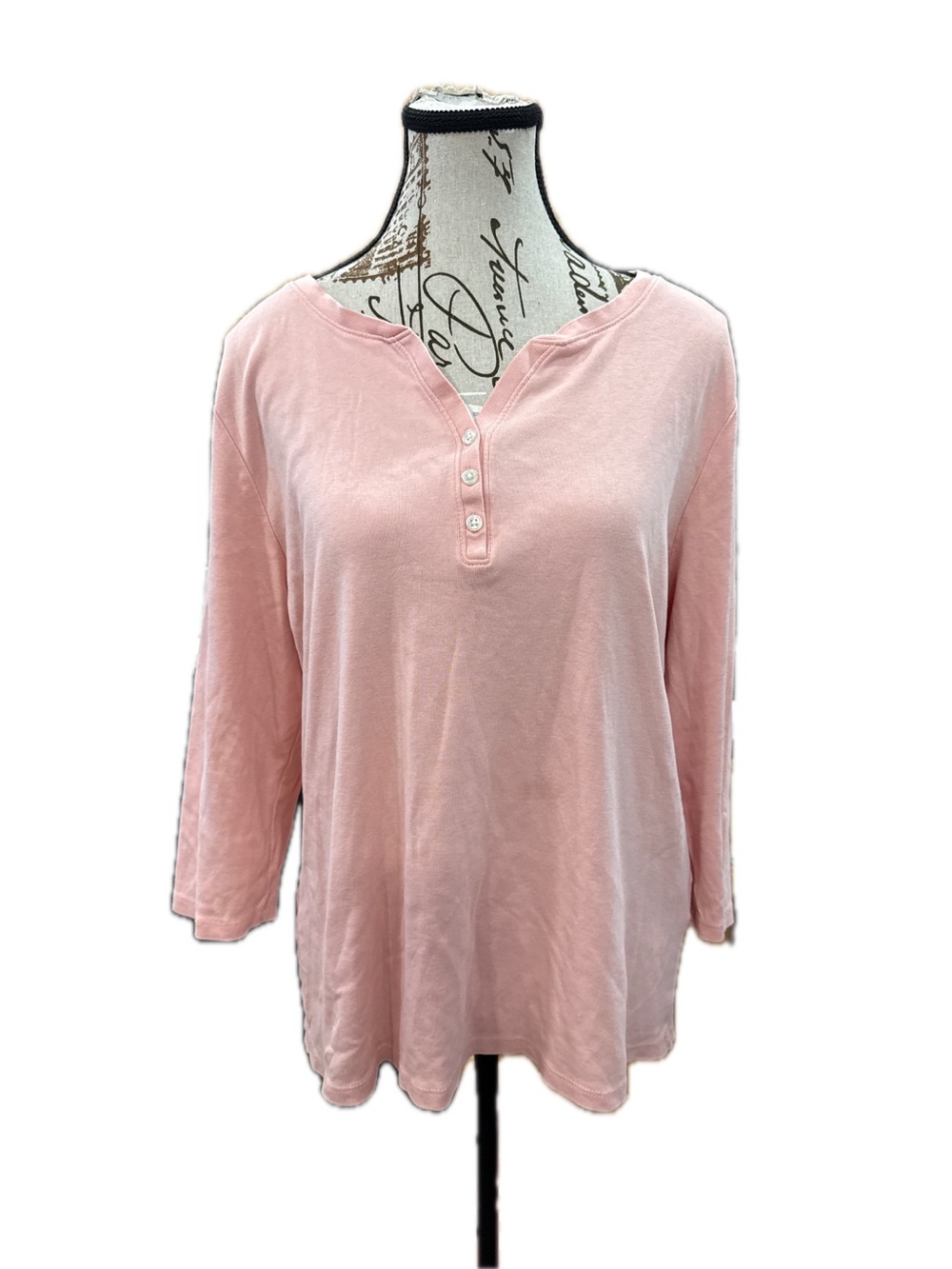 Style & Co. Women's Pink Henley Long Sleeve Top, XL